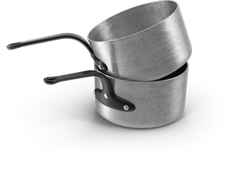 A pair of stacked cooking sauce pans